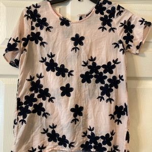Pink and blue embroidered top
